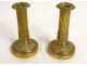 Pair of small Louis XVI gilded bronze candlesticks with 18th century foliage torches