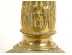 Pair of small Louis XVI gilded bronze candlesticks with 18th century foliage torches