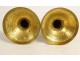 Pair of small Louis XVI gilded bronze candlesticks with 18th century foliage torches