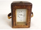 Pendulette d'officier voyage bronze doré réveil sonnerie demande étui XIXè