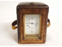 Officer&#39;s clock gilded bronze travel alarm clock ringing request case 19th century