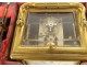 Officer&#39;s clock gilded bronze travel alarm clock ringing request case 19th century