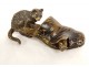 Petite sculpture bronze de Vienne polychrome chat souris soulier XIXème