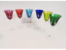 6 verres à vin Roemers cristal Saint-Louis couleur modèle Cerdagne XXème