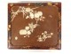 Boîte coffret Japon bois laqué incrustations nacre oiseau fleurs signé XXè