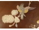 Boîte coffret Japon bois laqué incrustations nacre oiseau fleurs signé XXè