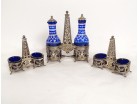 Ensemble huilier vinaigrier 2 salières argent massif Minerve putti XIXème