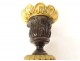 Paire bougeoirs flambeaux bronze chapiteaux Napoléon III XIXème siècle