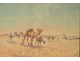 Pair of Orientalist Paintings with desert landscape and camel caravan, nineteenth