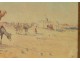 Pair of Orientalist Paintings with desert landscape and camel caravan, nineteenth