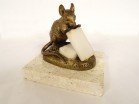 Petite sculpture Clovis Masson bronze marbre souris grignotant animalier 19è