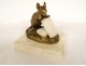 Petite sculpture Clovis Masson bronze marbre souris grignotant animalier 19è