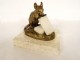 Small sculpture Clovis Masson bronze marble mouse nibbling animal 19th