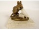 Small sculpture Clovis Masson bronze marble mouse nibbling animal 19th