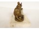 Petite sculpture Clovis Masson bronze marbre souris grignotant animalier 19è