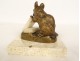 Petite sculpture Clovis Masson bronze marbre souris grignotant animalier 19è