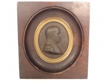 Médaille bronze Antoine Bovy portrait Empereur Napoléon Ier cadre bois XIXè