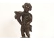 2 small sculptures Amours putti cornucopia Clodion bronze marble 19th