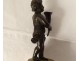 2 small sculptures Amours putti cornucopia Clodion bronze marble 19th