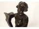 2 small sculptures Amours putti cornucopia Clodion bronze marble 19th