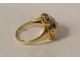 18 carat solid gold ring diamond small roses PB 3.53gr 20th century jewel