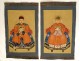 Paire petites peintures Chine portraits couple ancêtres dignitaire XIXème