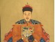 Paire petites peintures Chine portraits couple ancêtres dignitaire XIXème