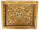 Reliquaire paperolle médaillon Saint Herman Mater Dei cadre doré XVIIIème