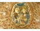 Reliquaire paperolle médaillon Saint Herman Mater Dei cadre doré XVIIIème
