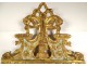 Louis XVI mirror, carved gilded wood, pediment, ribbons, flowers, bow, mirror, 18th century