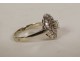 18 carat white gold daisy ring with eagle head diamonds PB 3.81gr 20th century