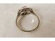 18 carat white gold daisy ring with eagle head diamonds PB 3.81gr 20th century