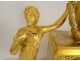 Pendule Restauration bronze doré Allégorie Musique femme musicien flûte 19è