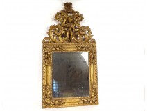 Miroir provençal bois sculpté doré angelot musicien violon glace XVIIIème