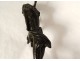 Paire bougeoirs bronze J-L. Gautier Méphistophélès sorcière MacBeth XIXème