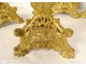 Altar set 4 candlesticks cross crucifix brass neo-gothic XIXth