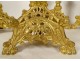 Altar set 4 candlesticks cross crucifix brass neo-gothic XIXth