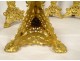 Altar set 4 candlesticks cross crucifix brass neo-gothic XIXth