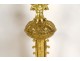 Altar set 4 candlesticks cross crucifix brass neo-gothic XIXth