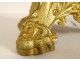 Neo-Gothic altar set 4 gilt brass crucifix cross candlesticks