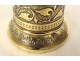 Cloche clochette de table argent vermeillé fleurs feuillage 221gr XIXème
