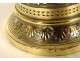 Cloche clochette de table argent vermeillé fleurs feuillage 221gr XIXème