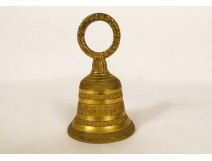 Petite cloche clochette de table bronze doré frises fleurs XIXème siècle