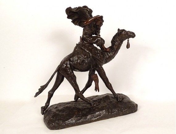 Grande Statue Bronze - Dromadaire Et Bédouin - Aubaho - 6,3kg - 32x25x15cm - Neuve