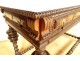 Table de milieu palissandre indo-portugaise bronze tiroirs XIXème siècle