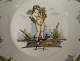 Earthenware plate Nevers cherub Cupid lyre quiver landscape 18th century