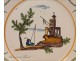 Earthenware plate Nevers 18th castle fisherman