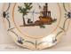 Earthenware plate Nevers 18th castle fisherman