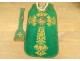 Chasuble de prêtre soie broderies fils d'or IHS croix fleurs XXème siècle