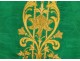 Chasuble de prêtre soie broderies fils d'or IHS croix fleurs XXème siècle